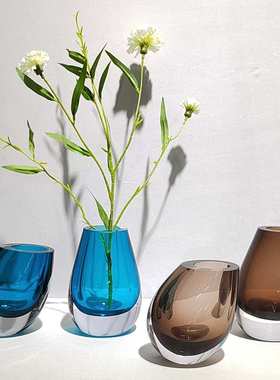 现代简约厚重小清新琉璃插花花瓶桌面装饰摆件