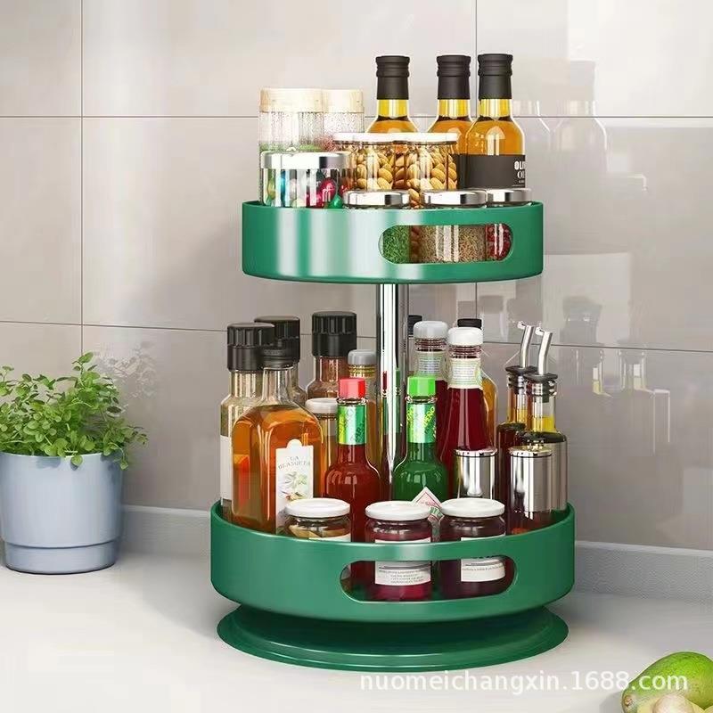 厨房360度旋转调料置物架专用调味品家用油盐酱醋圆形收纳盒架子 - 图1