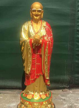 寺庙树脂玻璃钢佛像工艺品摆件 贴金彩绘1.28m阿难迦叶