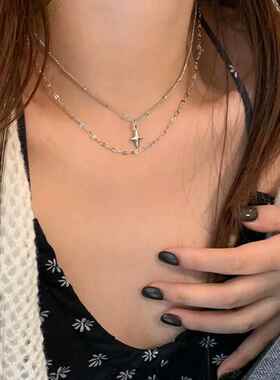 高级设计感双层小芒星项链女潮轻奢小众双层叠戴锁骨链配饰女