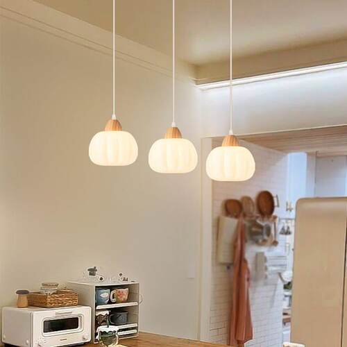 饭厅吊灯三头原木风简约餐桌吧台专用灯个性创意书房木艺卧室吊灯 - 图1