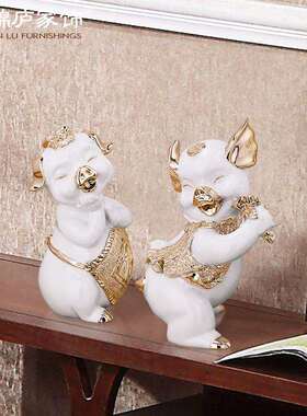 生肖猪摆件情侣装饰ST321AB家居艺品工欧式轻客奢厅关卧室床头玄