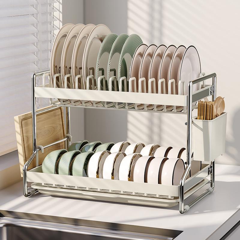 奥的INS厨房碗盘沥水架家用台面置物架多功能多层放碗碟筷收纳盒 - 图2