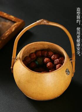 创意纯手工竹编小提篮葫芦收纳篮子迷你小竹筐茶具点心收纳盒竹篮