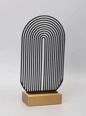 部新售中式金属黑屏风摆件色样板房楼书房客厅家0006居桌面艺术装