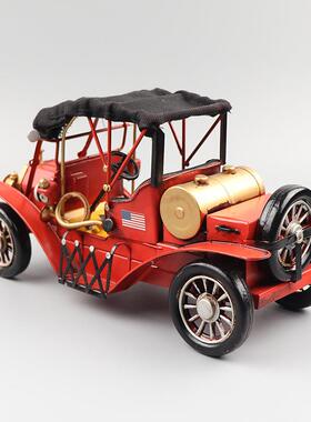 复古福特T型老爷车模型怀旧手工铁艺收藏品家居酒吧橱窗酒柜摆件