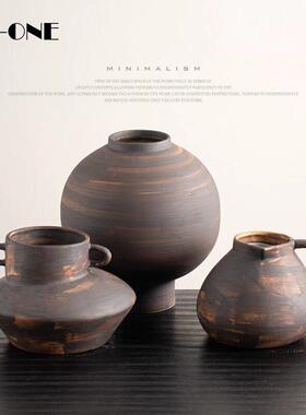 中古风陶瓷子花日式茶室摆件民宿客厅家居侘寂做旧装饰品