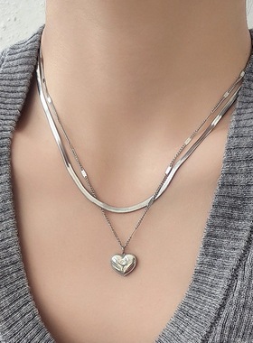 爱心钛钢项链小众设计百搭项链
