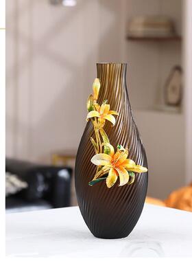 珐琅彩玻璃花瓶插花摆件珐琅彩玄关柜电视柜书房卧室花瓶装饰摆件