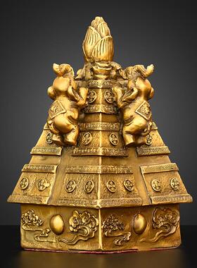 铜四象生财摆件全铜吉象财塔家居办公室桌面装饰小号吉祥如意福象