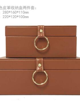 新中式样板房装饰盒样板房衣帽间梳妆台装饰摆件首饰收纳盒套装简