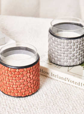 高级摆件小众皮革装饰品氛室内蜡烛金属香薰简约软现代卧室香摆件