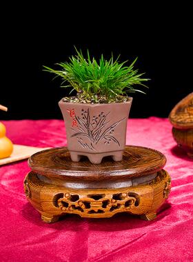 底座托架实木圆形托盘酒坛鱼缸奇石头鱼缸鸡翅木花瓶花盆底座托盘