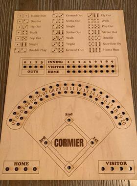 独立站Baseball Dice Board Game棒球骰子棋盘游戏道具木质工艺品