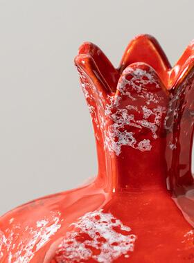 新中国风CTB-2478式禅意红色陶罐饰复古干枝花瓶瓷茶室软装品摆件