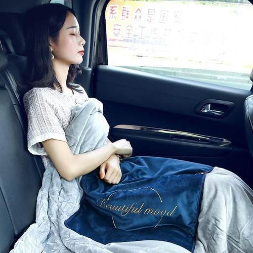汽车抱枕被叠LXY子两用多功折厚加厚保暖大号抱枕毯子能秋冬车载 - 图2