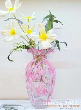 玻璃家居饰品北欧轻简约 热卖花瓶奢风 花瓶风创意粉色花瓶