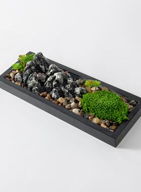 仿真绿植山石盆景摆件新中式客厅书房办公室造景植物盆栽软装饰品