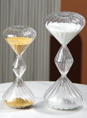 创意礼品条纹玻璃沙漏计时器螺纹水滴型沙漏玻璃沙漏工艺品