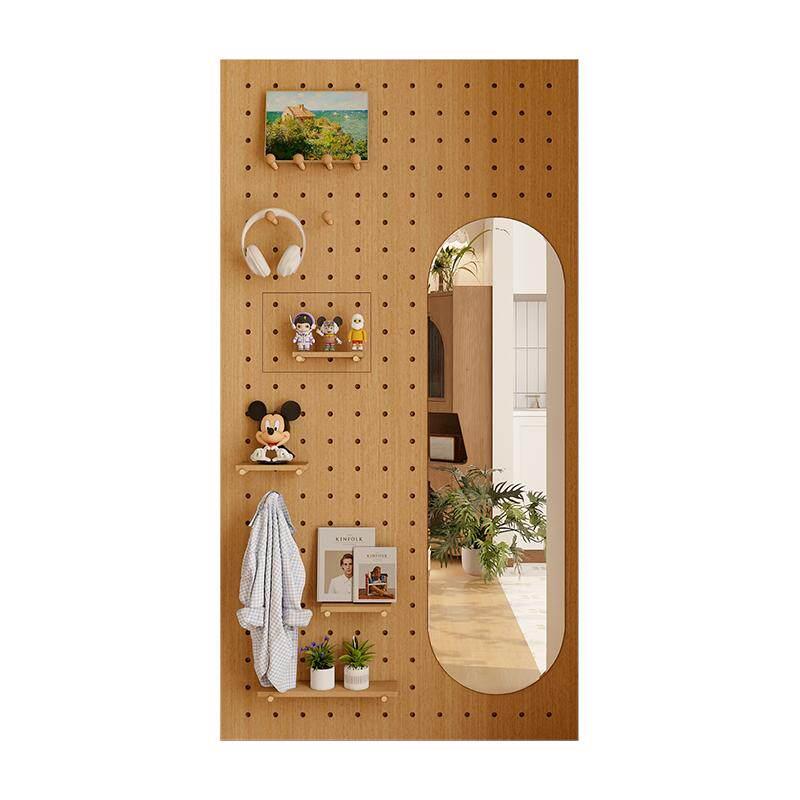 Solid wood entrance hole board storage rack full-length mirror integrated custom porch storage blocking meter box full-length mirror