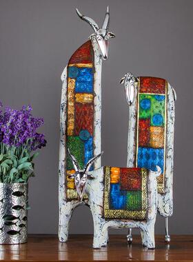 美式乡村油画绵羊摆件创意工艺品客厅电视柜酒店软装饰品生日礼品