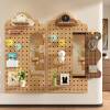 Solid wood hole board storage rack wall hanging storage rack custom entry entrance hole board dressing mirror sliding mirror integrated