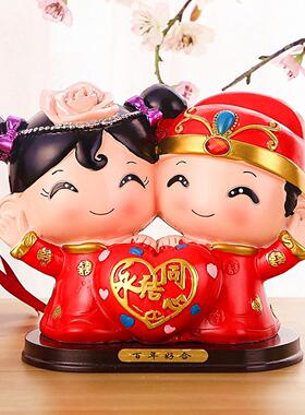 结婚庆用品娃娃婚礼物百年好合礼品婚房家居装饰摆设中式摆件公仔