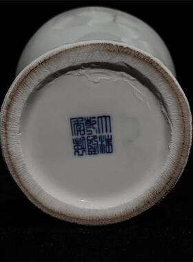 老瓷器清干隆雪花白结晶釉高奢梅瓶文玩收藏中式客厅陶瓷摆饰