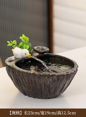 高档流泉水摆水件循环喷陶瓷客厅家居招财办公室茶送桌前台装饰开