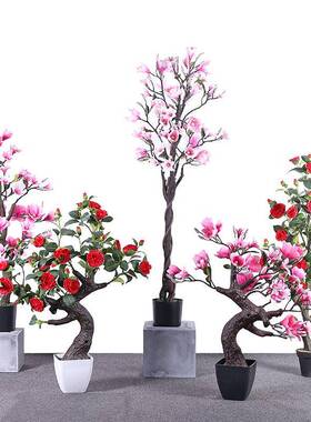 仿真装果花树办公家多用饰盆栽现代简约塑料过胶无厂异365味家直