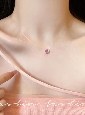 人鱼之泪精致单钻鱼线项链女新款隐形不掉色大锆石吊坠锁骨链