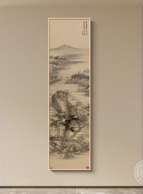 F宋代美学山水画入户门玄关装饰画高档客厅走廊楼梯间挂画竖版长