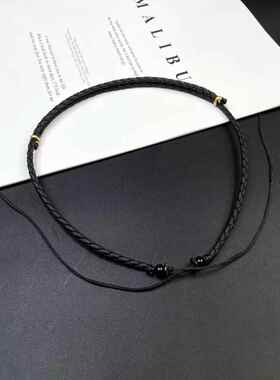 天珠横穿项链绳锁骨链绳蜜蜡横穿吊坠绳挂绳配绳皮绳编绳男士女式