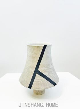 现代简约灰色手作陶瓷花瓶ins风客厅装饰花器售楼处摆件民宿粗陶