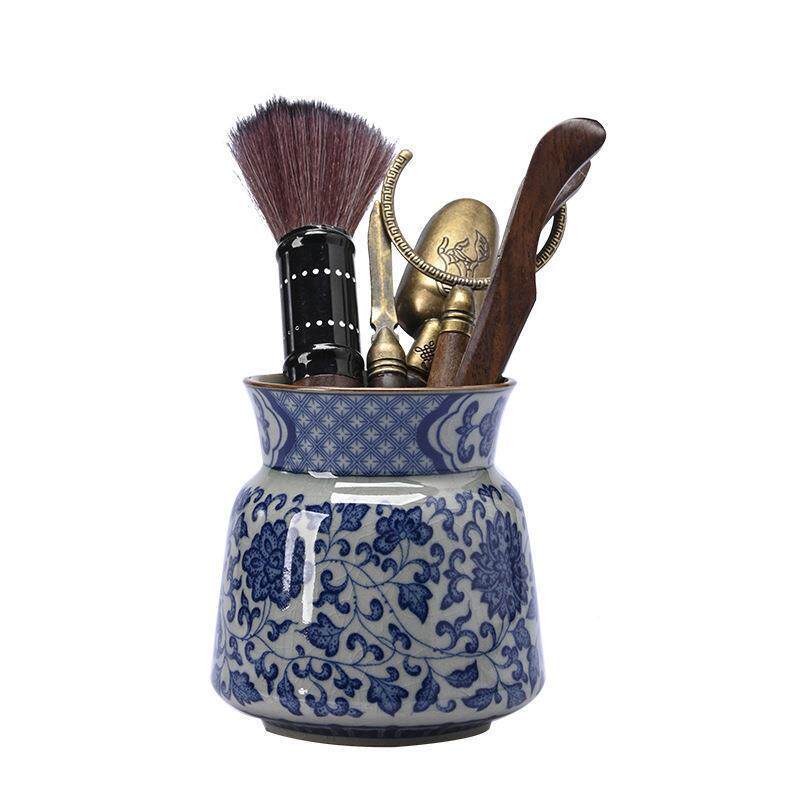 老陶泥青花瓷茶道六君子功夫茶具用品配件山水画陶瓷泡茶工具茶刀,淘宝优惠券,粉丝福利购,淘宝优惠卷