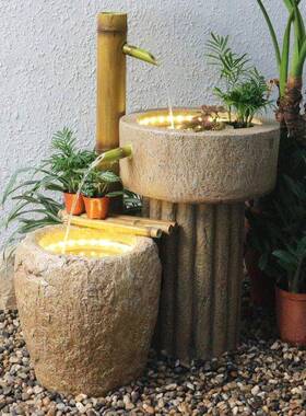 田园禅意流水日式竹子喷泉摆件客厅鱼缸阳台庭院景观办公室装饰品