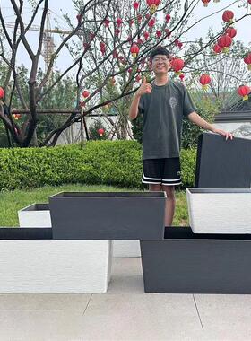 大号长0564台方形花箱绿带化户盆外种植槽庭院马槽盆阳花槽花新中