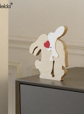 Mandelda客厅桌面摆件温馨呆萌兔装饰入户玄关家居电视柜创意饰品