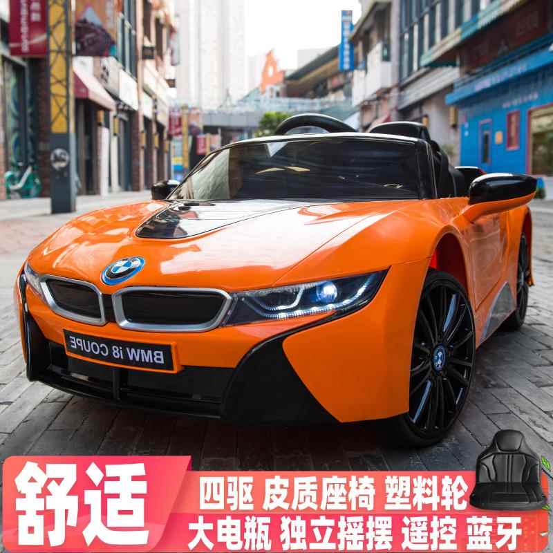 Genuine BMW children's electric control car, four baby play seat car, cute large baby remote car with small wheels for children