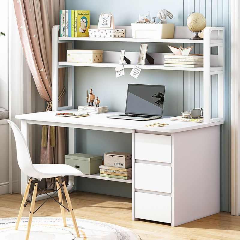 电脑台式桌书桌书架组合一体家用简约卧室学生建议办公写字桌 - 图0