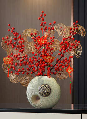 过新年玄关花瓶摆件喜庆客厅书房间办公室春节摆设现代家居装饰品