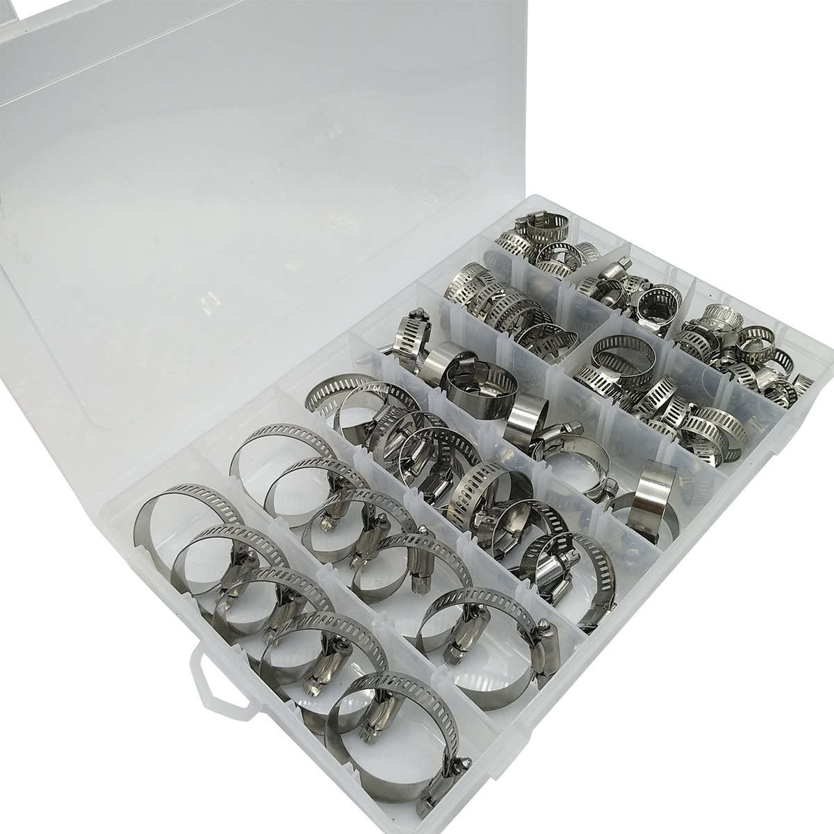 100pcs不锈钢卡箍软管夹 软管夹分类套件两用螺丝刀 - 图3