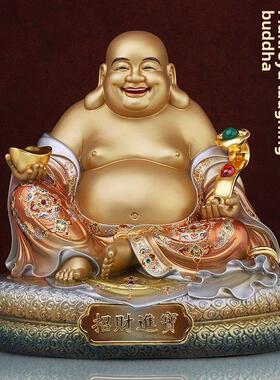 纯铜弥勒佛大肚佛笑佛饰菩萨客厅财富店樟脑木雕实木惠成