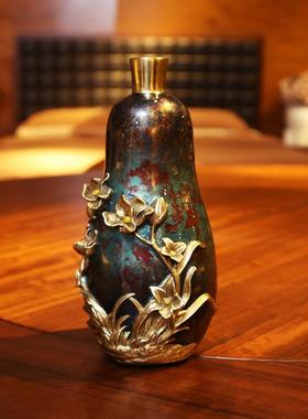 彩铜兰花摆客厅玄关家居B-B1043小装饰品实用设干瓶花瓶花插摆件