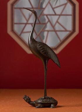 全铜龟鹤鹤饰品长寿之星工作站桌面长寿工艺品客厅电视柜家居装饰