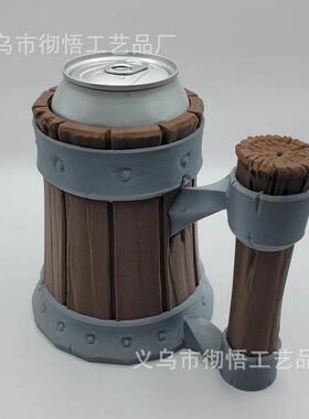 跨境新品仿真木桶Tavern Mug No.3酒馆马克杯 3 号树脂创意啤酒杯