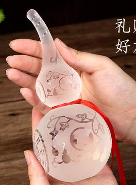 白水晶琉璃葫芦摆件家居客厅装饰新中式办公工艺礼品天然水晶葫芦