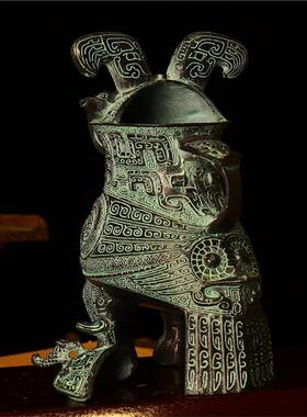 仿古青铜器复古摆件青铜鸟尊妇好鸮尊商代酒器枭尊河南特色礼品