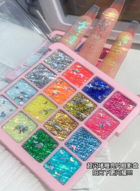正品舞台妆表演彩色咖喱眼影盘一抹上色专用蓝色闪粉亮片星星月亮