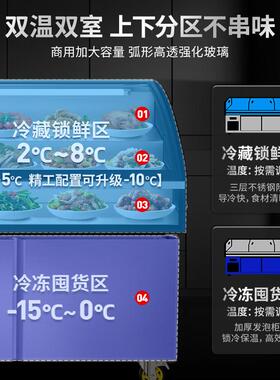 银铮阶梯冰台冷藏冷冻展示柜烧烤炸串熟食卤菜保鲜柜商用冰柜